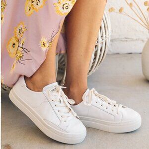 Soludos Women's Ibiza Platform Classic Leather Sneaker White Casual Summer NEW